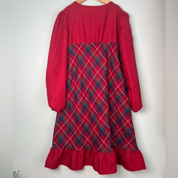 Disney Mickey & Minnie Mouse Mistletoe Plaid Red Puff Sleeve Nightgown Girls 7/8 - Picture 8 of 8